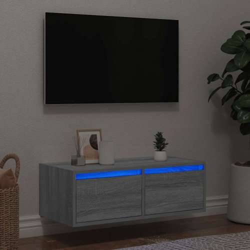 TV ormarić s LED svjetlima boja hrasta sonome 75x35,5x25 cm - Sivi hrast sonoma 1 75 cm Cijena