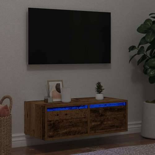 TV ormarići s LED svjetlima 2 kom boja drva 75x35,5x25 cm - Staro drvo 1 75 cm Cijena