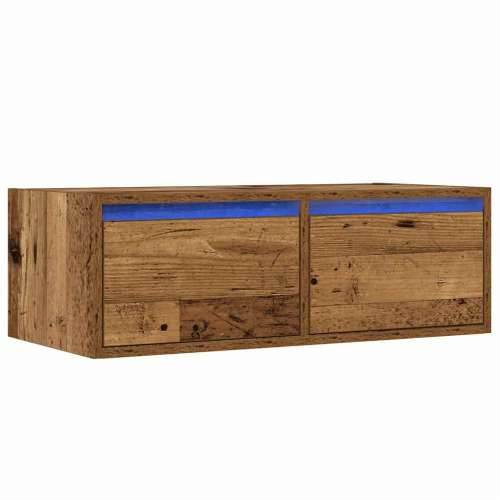 TV ormarići s LED svjetlima 2 kom boja drva 75x35,5x25 cm - Staro drvo 1 75 cm Cijena