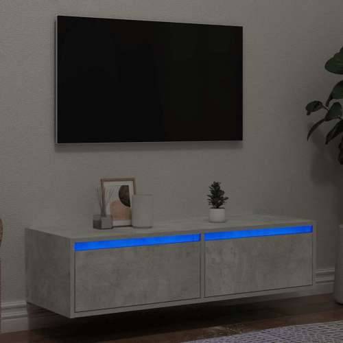 TV ormarić s LED svjetlima siva boja betona 100X35,5x25 cm - Beton siva 1 100 cm Cijena
