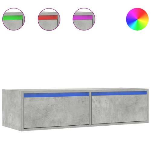 TV ormarić s LED svjetlima siva boja betona 100X35,5x25 cm - Beton siva 1 100 cm Cijena