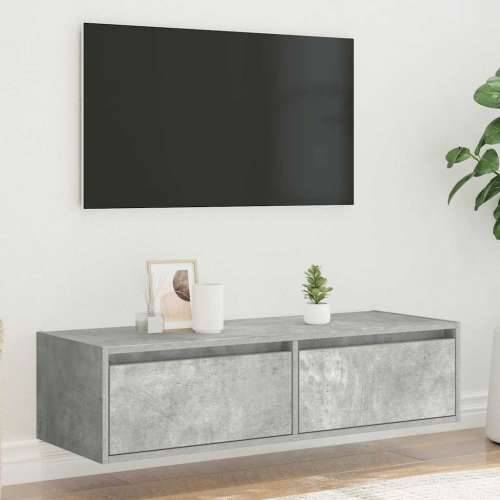 TV ormarić s LED svjetlima siva boja betona 100X35,5x25 cm - Beton siva 1 100 cm Cijena