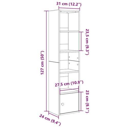 Regal za knjige boja hrasta 31x24x127 cm konstruirano drvo - Smeđi hrast 1 127 cm Cijena
