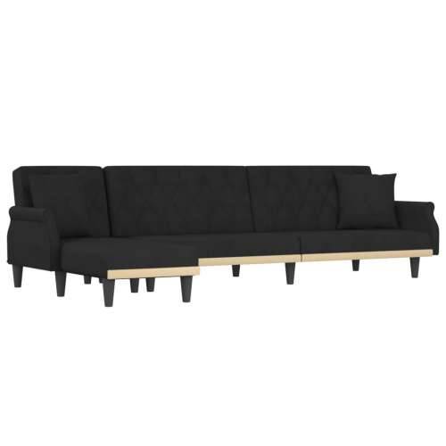Kutna garnitura na razvlačenje crna 271x140x70 cm baršunasta - Crna Cijena