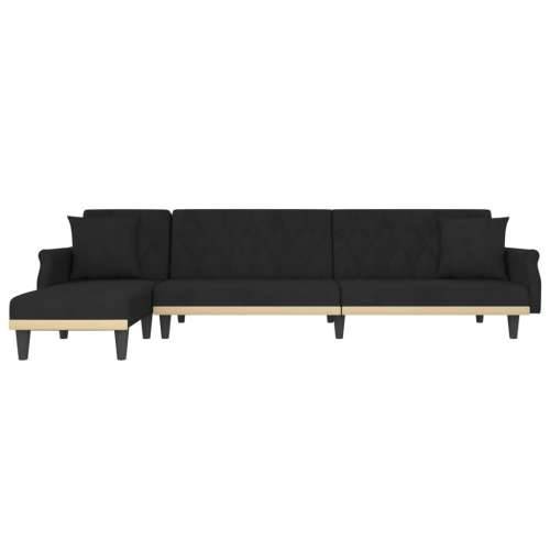 Kutna garnitura na razvlačenje crna 271x140x70 cm baršunasta - Crna Cijena