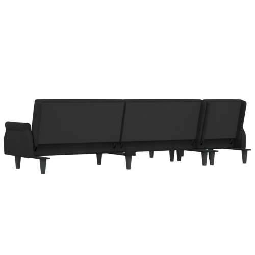 Kutna garnitura na razvlačenje crna 271x140x70 cm baršunasta - Crna Cijena
