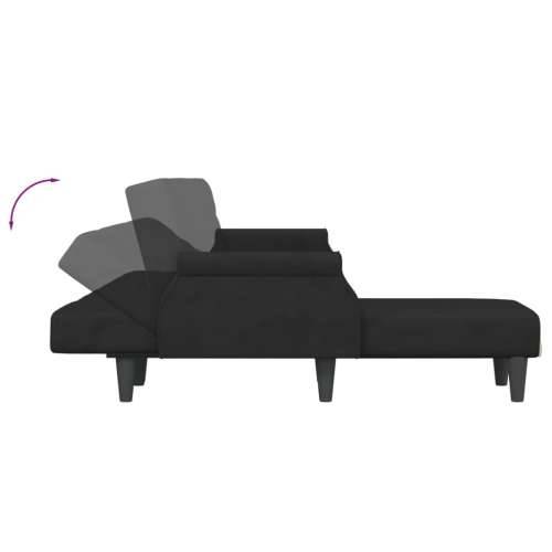 Kutna garnitura na razvlačenje crna 271x140x70 cm baršunasta - Crna Cijena
