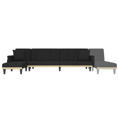 Kutna garnitura na razvlačenje crna 271x140x70 cm baršunasta - Crna Cijena