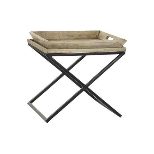 Pomoćni stolić DKD Home Decor Crna Prirodno Metal Drvo Manga 55 x 45 x 53 cm Cijena