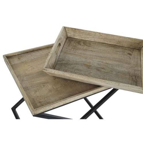 Pomoćni stolić DKD Home Decor Crna Prirodno Metal Drvo Manga 55 x 45 x 53 cm Cijena