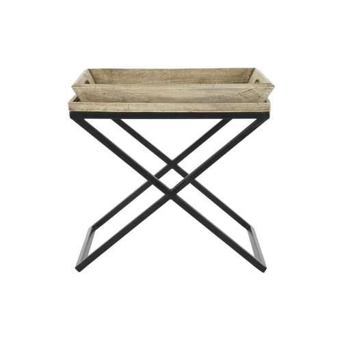 Pomoćni stolić DKD Home Decor Crna Prirodno Metal Drvo Manga 55 x 45 x 53 cm Cijena