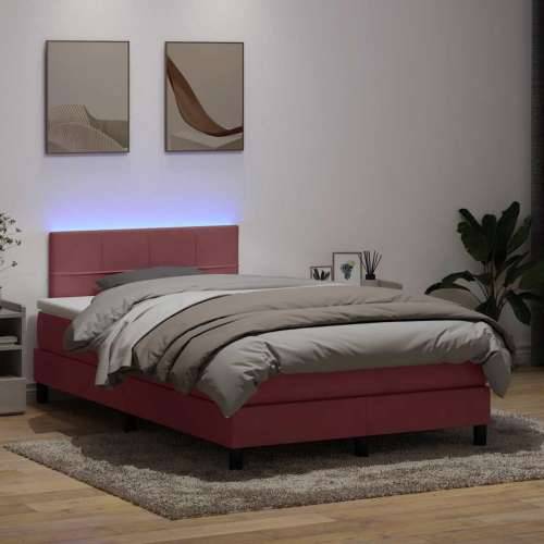 Box Spring krevet s madracem ružičasti 120x220 cm samt - Ružičasta 120 x 220 cm Blok s kvadratima Cijena
