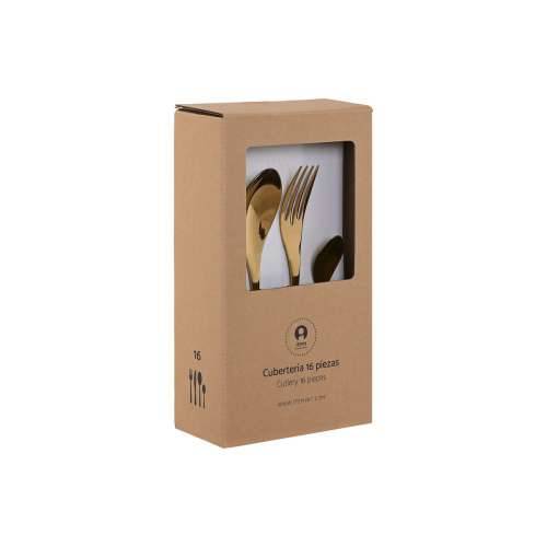 Pribor za Jelo Home ESPRIT zlatan Nehrđajući Čelik 2 x 1,5 x 25,5 cm 16 Dijelovi Cijena