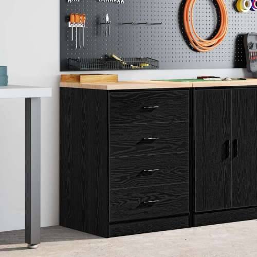 Garažni ormar za odlaganje crni 60x51x85 cm masivne borovine - Crna 60 x 51 x 85 cm 1 4 darwers Cijena