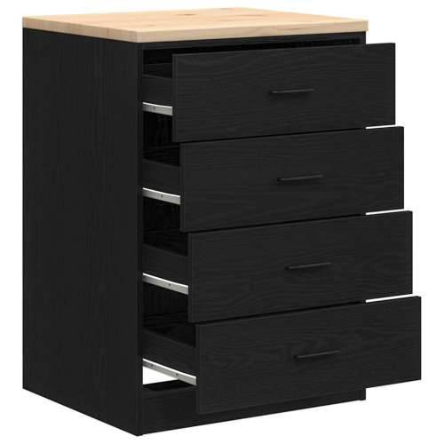 Garažni ormar za odlaganje crni 60x51x85 cm masivne borovine - Crna 60 x 51 x 85 cm 1 4 darwers Cijena