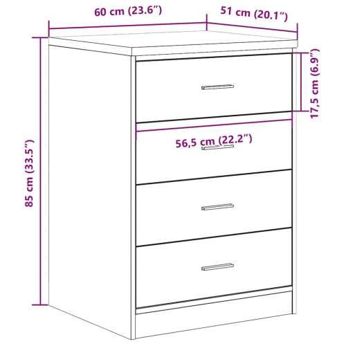Garažni ormar za odlaganje 60x51x85 cm masivne borovine - Dimljeni hrast 60 x 51 x 85 cm 1 4 darwers Cijena