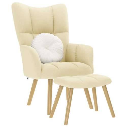 Stolica za opuštanje s tabureom od tkanine krem - Krema 1 with stool Cijena