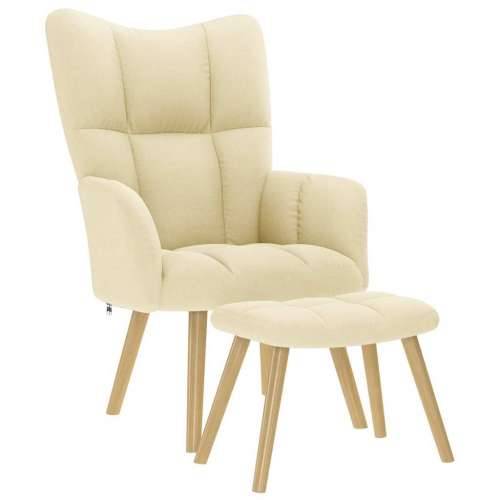 Stolica za opuštanje s tabureom od tkanine krem - Krema 1 with stool Cijena