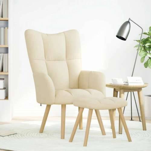 Stolica za opuštanje s tabureom od tkanine krem - Krema 1 with stool Cijena