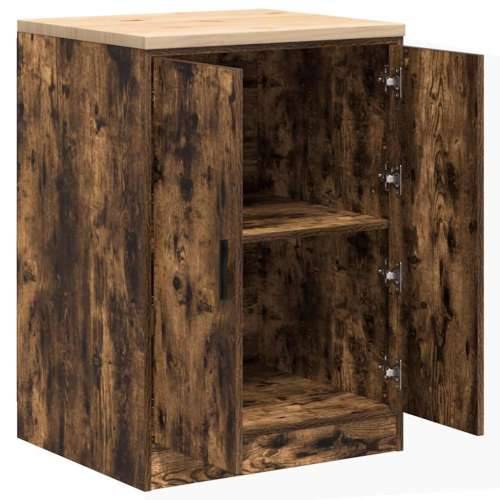 Garažni ormar za odlaganje 60x51x85 cm masivne borovine - Dimljeni hrast 60 x 51 x 85 cm 1 2 vrata Cijena