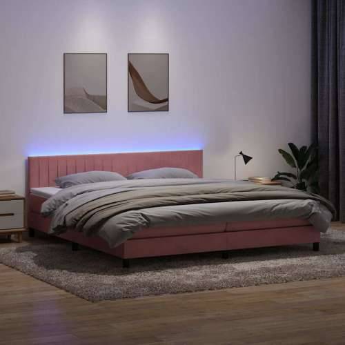 Box Spring krevet s madracem ružičasti 200x210 cm samt - Ružičasta 200 x 210 cm Okomite pruge Cijena