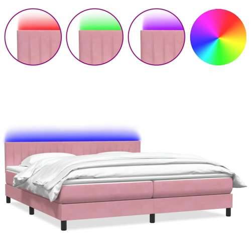 Box Spring krevet s madracem ružičasti 200x210 cm samt - Ružičasta 200 x 210 cm Okomite pruge Cijena