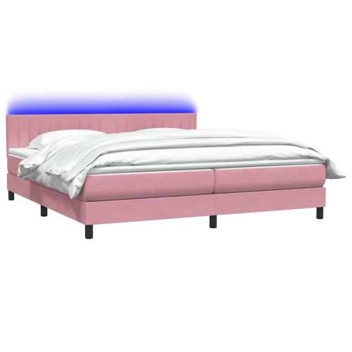 Box Spring krevet s madracem ružičasti 200x210 cm samt - Ružičasta 200 x 210 cm Okomite pruge Cijena