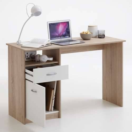 FMD radni stol s 1 ladicom 123 x 50 x 76,5 cm boja hrasta i bijela Cijena