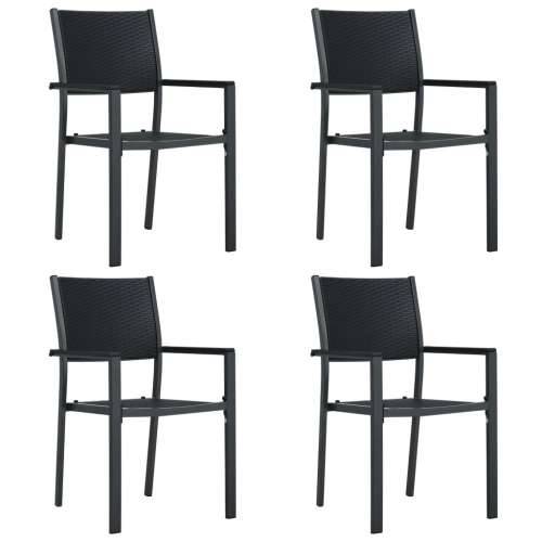 Vrtne stolice 4 kom crne plastične s izgledom ratana