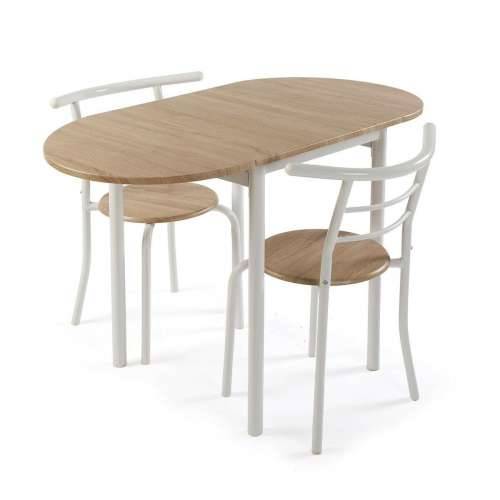 Komplet stola i 2 stolice Versa Bijela 55 x 77 x 61 cm Metal PVC Drvo MDF Cijena