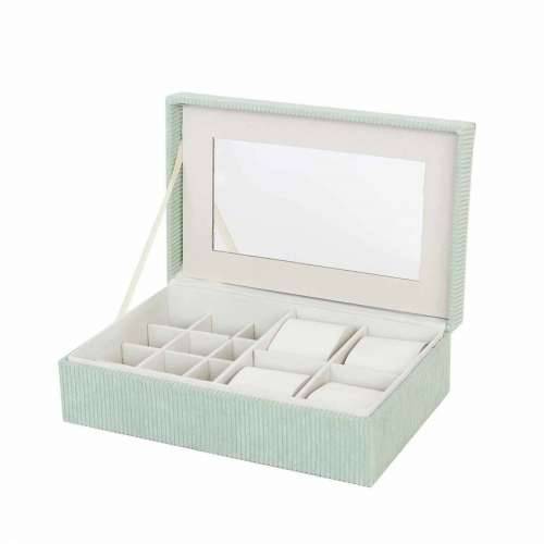 Kutija za nakit Versa Zelena Poliester Karton Ogledalo 16 x 7,8 x 25 cm Cijena
