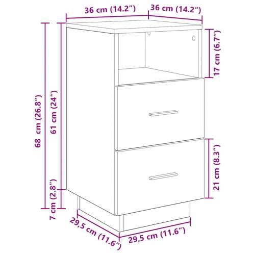 Noćni ormarić s 2 ladice crni 36x36x68 cm - Crna 1 Cijena