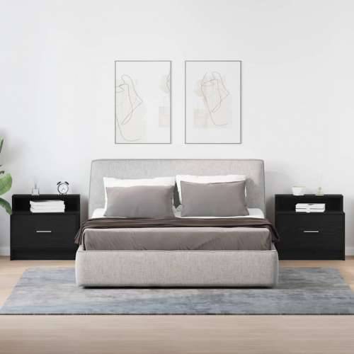 Noćni ormarići s ladicom 2 kom crni hrast 51x31x47 cm - Crna 2 Cijena