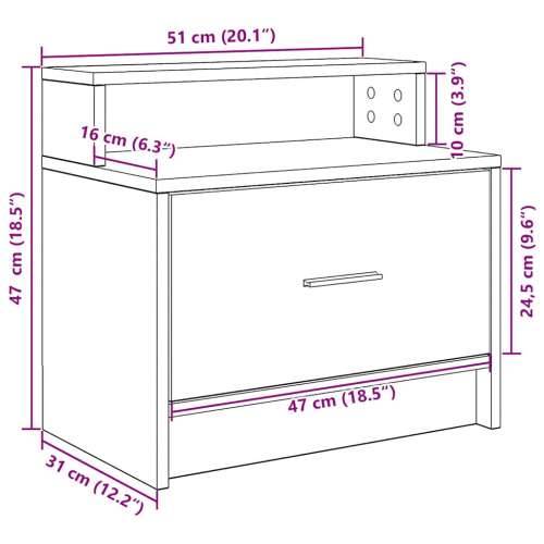 Noćni ormarići s ladicom 2 kom crni hrast 51x31x47 cm - Crna 2 Cijena