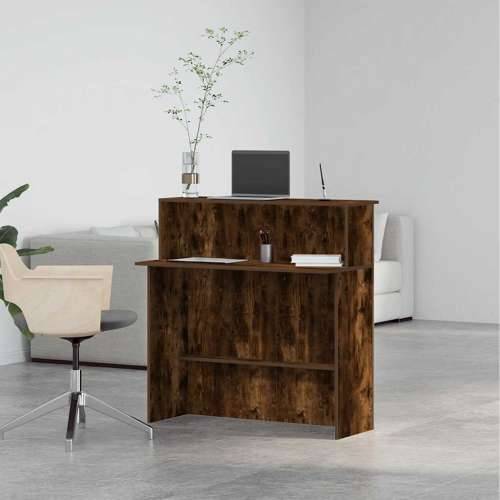 Recepcijski stol dimljeni hrast 100x40x104 cm konstruirano drvo - Dimljeni hrast Cijena