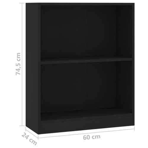 Polica za knjige crna 60 x 24 x 76 cm od konstruiranog drva Cijena