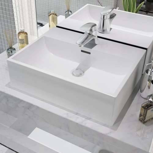 Umivaonik s Poklopcem za Slivnik Keramički Bijeli 51,5x38,5x15 cm