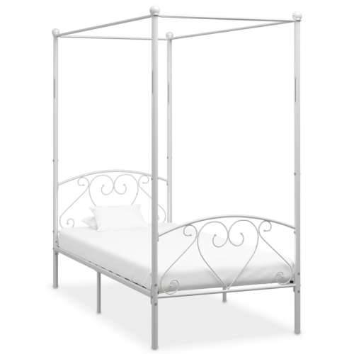 Okvir za krevet s nadstrešnicom bijeli metalni 120 x 200 cm Cijena