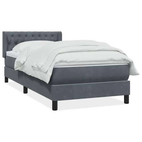 Box spring krevet s madracem tamnosivi 90x220 cm baršunasti - Tamno siva 90 x 220 cm Dizajn s gumbima Cijena