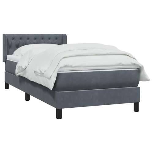 Box spring krevet s madracem tamnosivi 90x220 cm baršunasti - Tamno siva 90 x 220 cm Dizajn s gumbima Cijena
