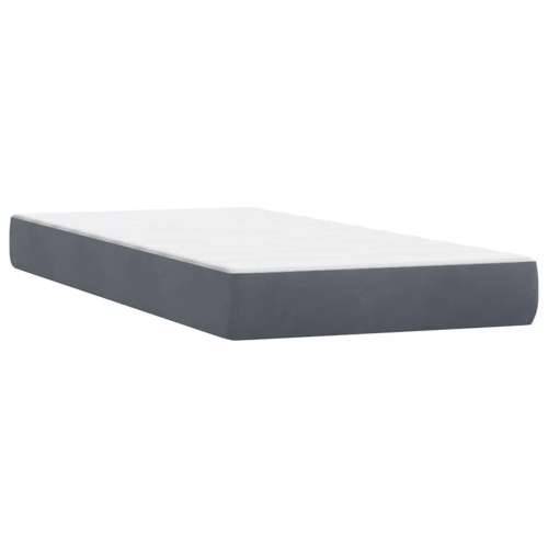 Box spring krevet s madracem tamnosivi 90x220 cm baršunasti - Tamno siva 90 x 220 cm Dizajn s gumbima Cijena