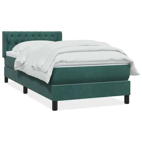 Box Spring krevet s madracem tamnozeleni 90x220 cm baršun - Tamnozelena 90 x 220 cm Dizajn s gumbima Cijena