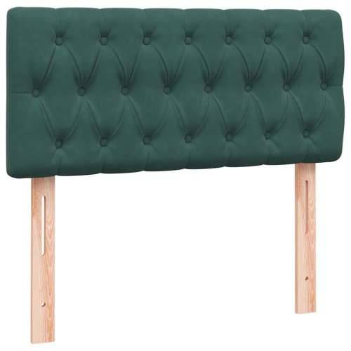 Box Spring krevet s madracem tamnozeleni 90x220 cm baršun - Tamnozelena 90 x 220 cm Dizajn s gumbima Cijena