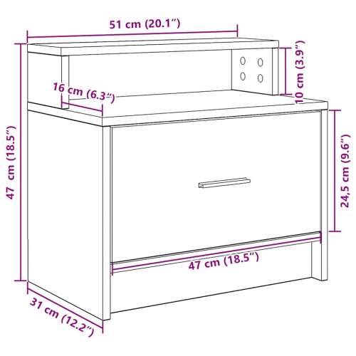 Noćni ormarić s ladicom dimljeni hrast 51x31x47 cm - Dimljeni hrast 1 Cijena