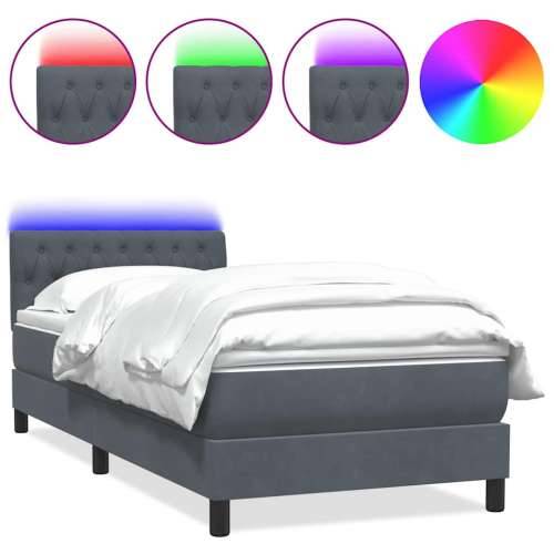 Box Spring krevet s madracem tamno sivi 80x210 cm baršun - Tamno siva 80 x 210 cm Dizajn s gumbima Cijena