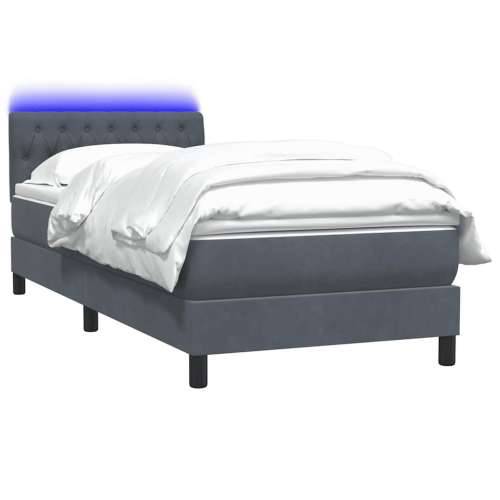 Box Spring krevet s madracem tamno sivi 80x210 cm baršun - Tamno siva 80 x 210 cm Dizajn s gumbima Cijena