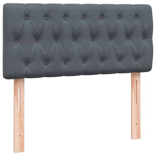 Box spring krevet s madracem tamnosivi 90x210 cm baršunasti - Tamno siva 90 x 210 cm Dizajn s gumbima Cijena