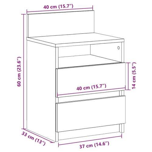 Noćni ormarić s 2 ladice staro drvo 40x33x60 cm - Staro drvo 1 Cijena