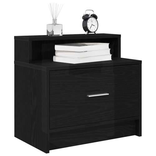 Noćni ormarić s ladicom crni hrast 51x31x47 cm - Crna 1 Cijena