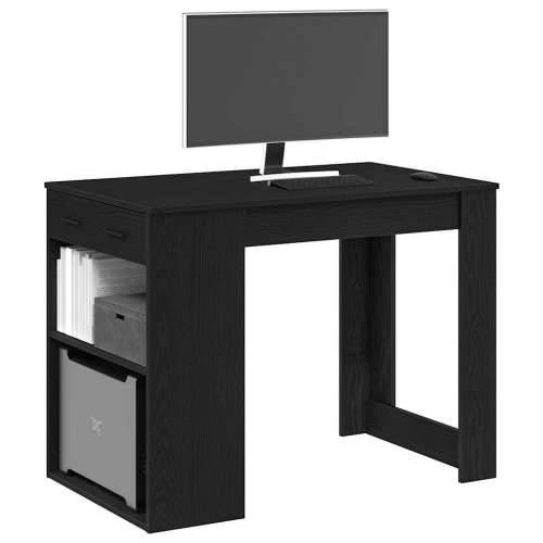 Radni stol s ladicom i policom crni hrast 102x62x77,5 cm - Crna 1 Cijena